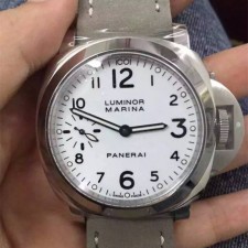Panerai Luminor Marina Automatic Watch White Dial Gray Leather Strap