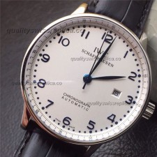 IWC Portuguese Swiss Automatic Watch-Numerals Hour Markers White Dial-Black Leather Strap