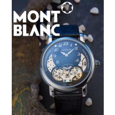 MontBlanc Nicolas Rieussec Anniversary Edition Swiss Chronograph-Skeleton Dial-Leather Strap