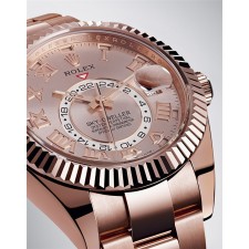 Rolex Sky-Dweller Automatic Watch 18K Everose Gold Silver Gray Dial