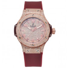 Hublot Big Bang 38mm Automatic Watch Rose Gold Red Strap