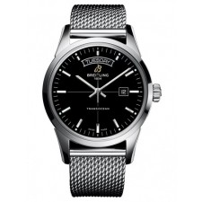 Breitling Transocean Day-Date Automatic Watch Black Dial 43mm