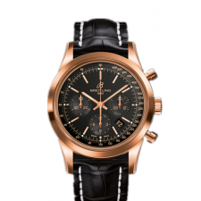 Breitling Transocean Automatic Chronograph Rose Gold Black Leather 43mm