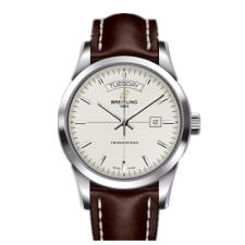 Breitling Transocean Day-Date Automatic Watch White Dial 43mm