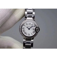 Cartier Ballon Bleu Quartz Watch W4BB0015 Diamonds Bezel 28mm