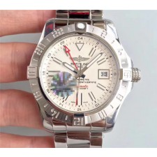 Breitling Avenger II GMT Swiss Automatic Watch White Dial Stainless Steel Strap